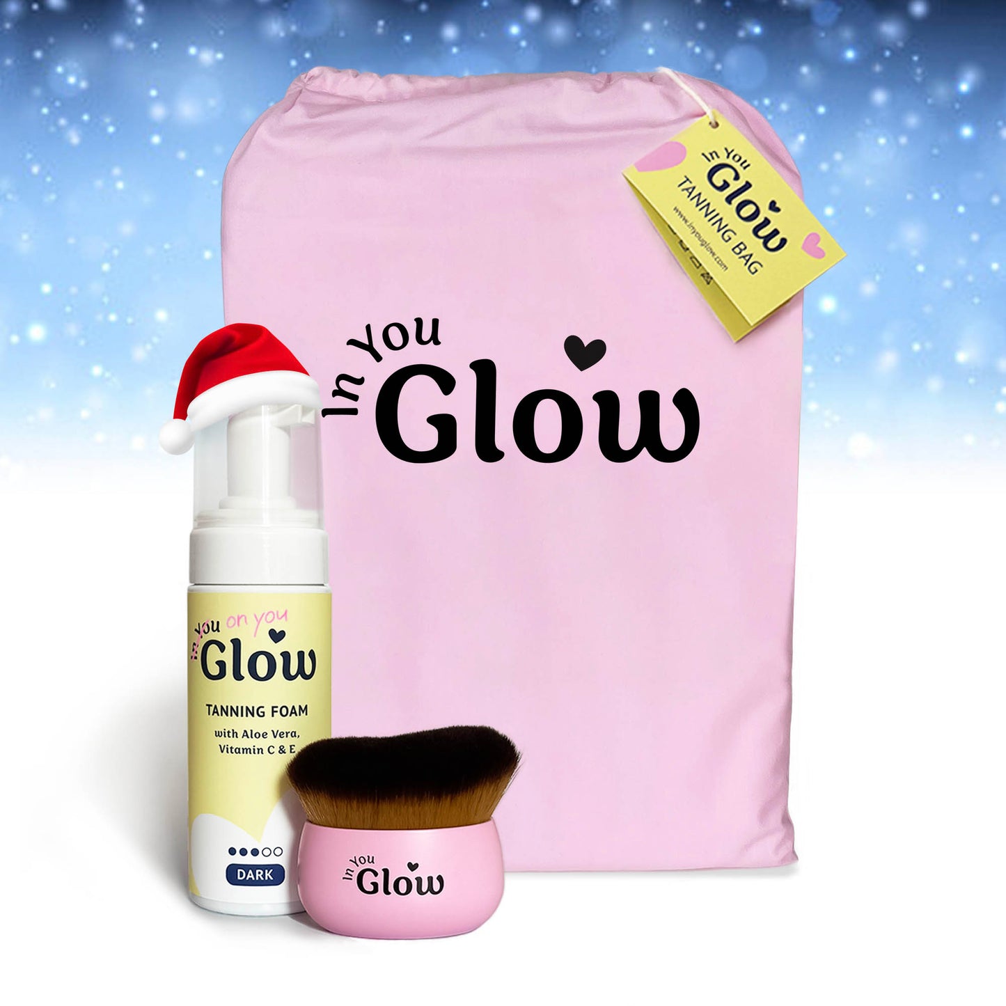 In You Glow Tanning Bundle - Self Tan Foam, Tanning Bag & Tanning Brush Set