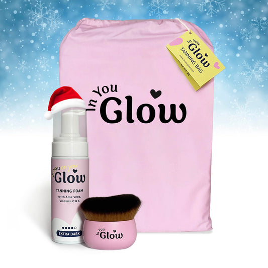 In You Glow Tanning Bundle - Self Tan Foam, Tanning Bag & Tanning Brush Set