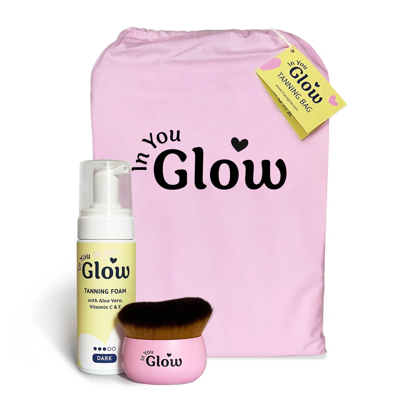 In You Glow Tanning Bundle - Self Tan Foam, Tanning Bag & Tanning Brush Set