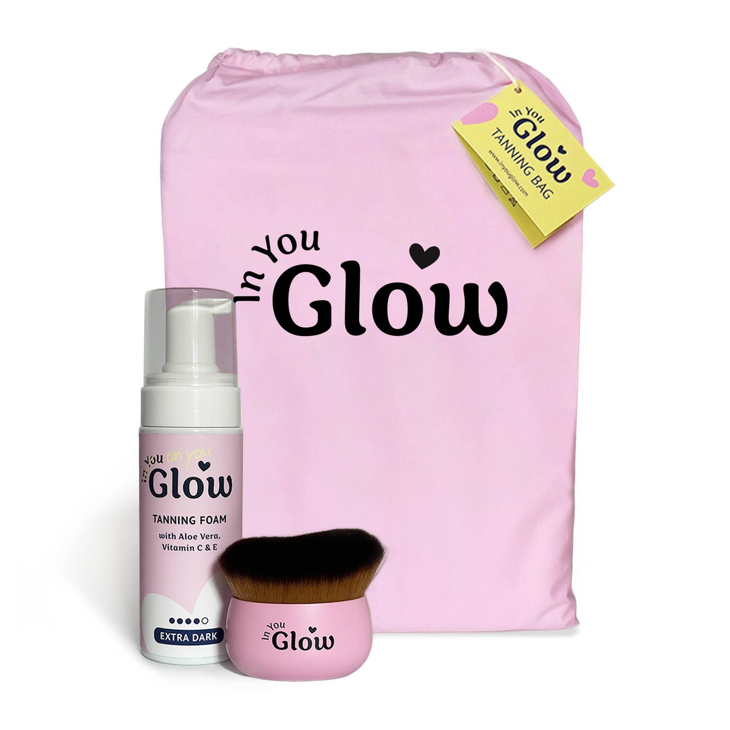 In You Glow Tanning Bundle - Self Tan Foam, Tanning Bag & Tanning Brush Set